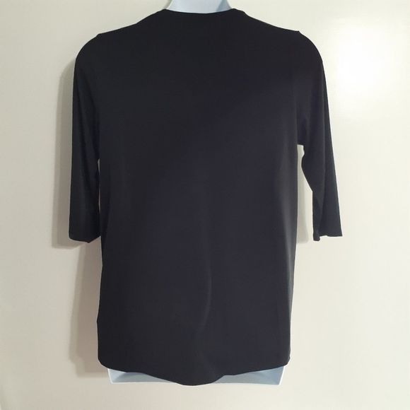 Woman Within Black Swingy 3/4 Sleeve Henley Tunic Top w/Buttons 14/16 NWOT - Picture 10 of 14